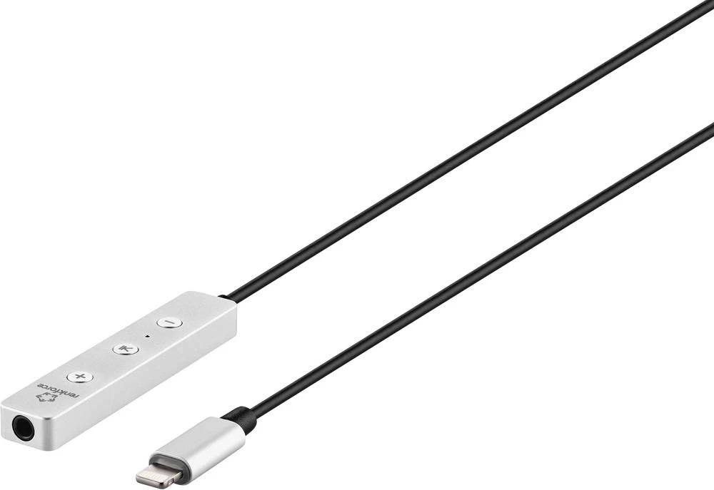 Audio adapter [1x Apple Dock-utikač Lightning - 1x klinken utičnica 3.5 mm] 0.80 m crne, srebrne boje Renkforce slika