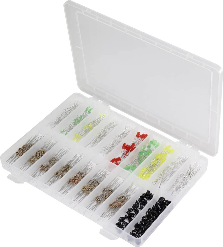 Asortiman LED dioda, crvene, zelene, žute, plave, bijele, okrugle 3 mm, 5 mm Conrad Components slika