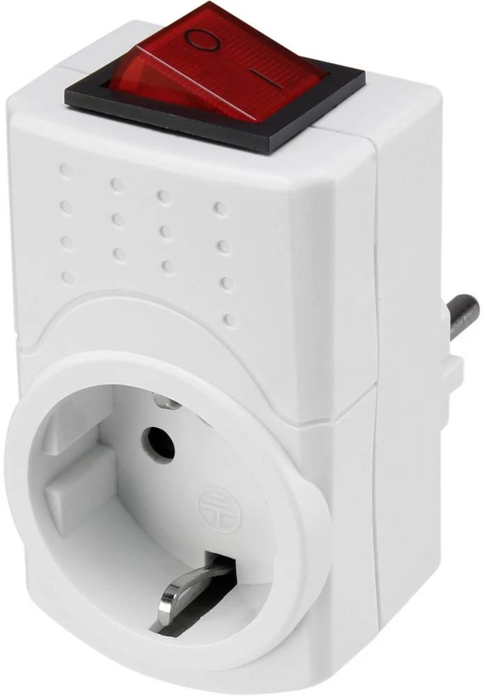 Međuutikač s prekidačem 2-polni Basetech bijele boje slika