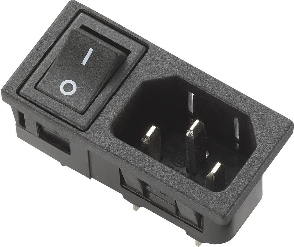 Utični konektor za hladne uređaje C14 utikač, vertikalna ugradnja, ukupan broj polova: 2 + PE 10 A crne boje, 1 kom. slika