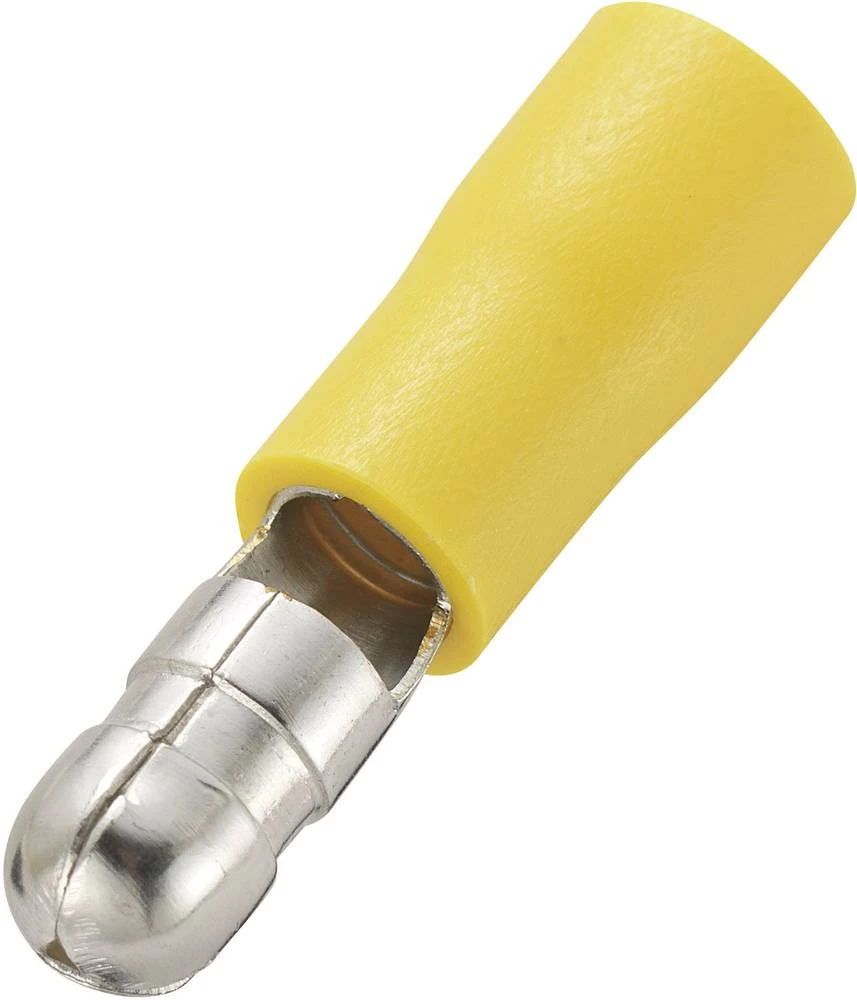 Okrugli utikač 4 mm˛ 6 mm˛, promjer kontakta: 4 mm djelomično izoliran, žute boje Conrad Components 738520 50 kom. slika