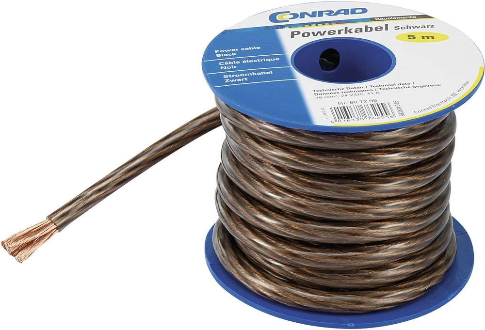 Kabel za uzemljenje 1 x 16 mm˛ crne boje, proziran Conrad Components 607295 5 m slika