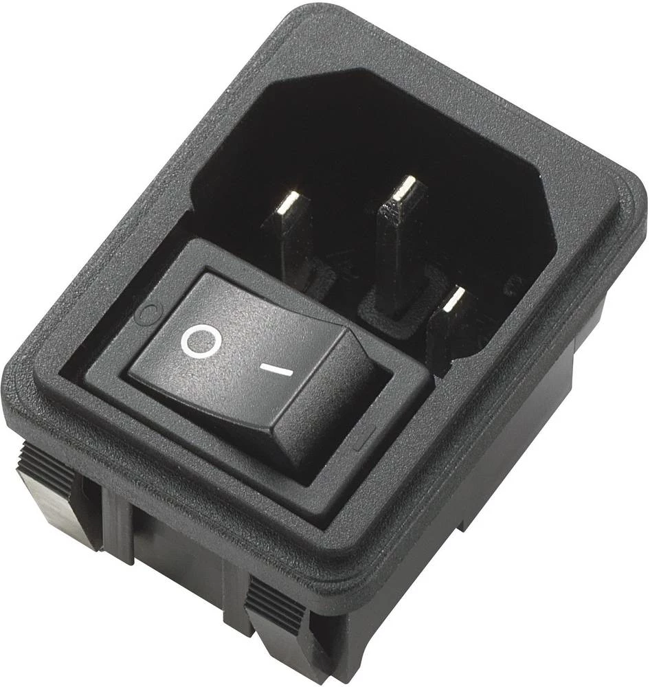 Utični konektor za hladne uređaje C14 utikač, vertikalna ugradnja, ukupan broj polova: 2 + PE 10 A crne boje, 1 kom. slika