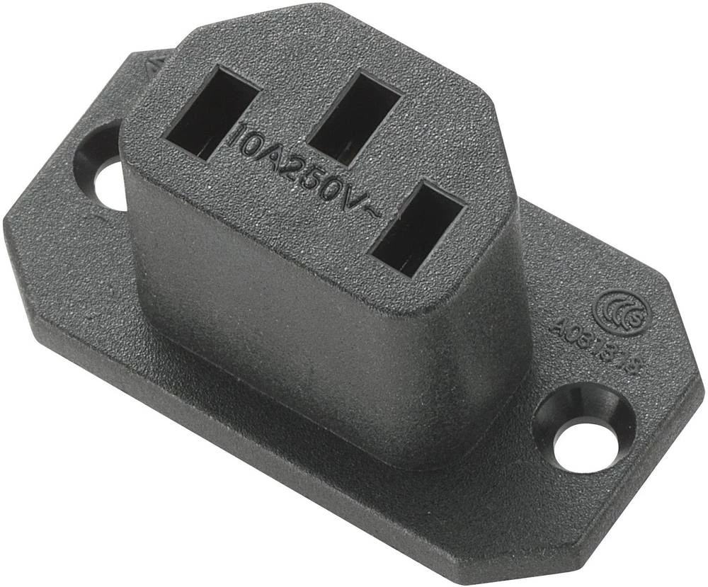 Utični konektor za hladne uređaje C13 utičnica, vertikalna ugradnja, ukupan broj polova: 2 + PE 10 A crne boje, 1 kom. slika