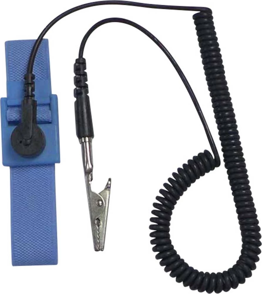 ESD remen za zapešće, svijetlo plave, crne boje, uklj. kabel za uzemljenje Conrad Components SD-AS D4 pritisni gumb 9.52 mm (3/8 slika