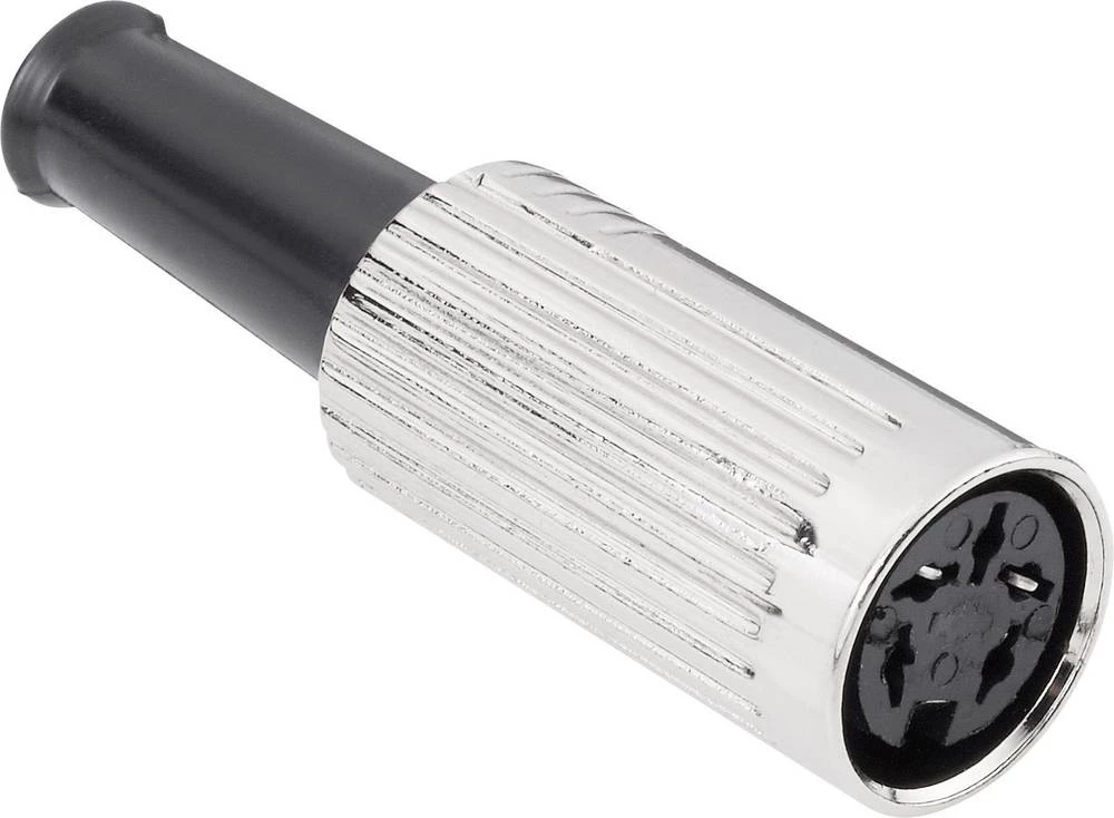 DIN okrugli utični konektor, utičnica, ravna, broj polova: 6 srebrne boje TRU Components 1 kom. slika