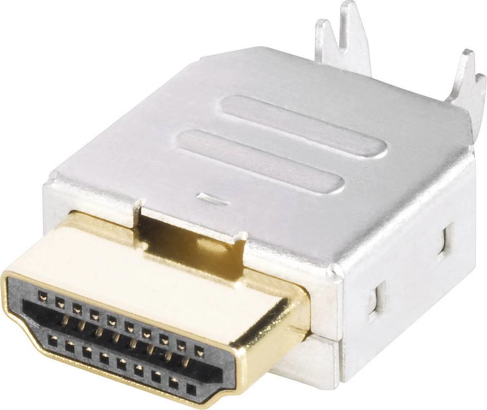 HDMI-konektor, utikač, horizontalna ugradnja, srebrne boje TRU Components 1 kom. slika