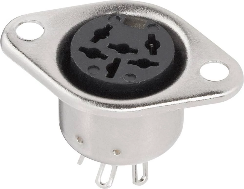 DIN okrugli utični konektor, utičnica s prirubnicom, ravni kontakti, broj polova: 6 srebrne boje TRU Components 1 kom. slika