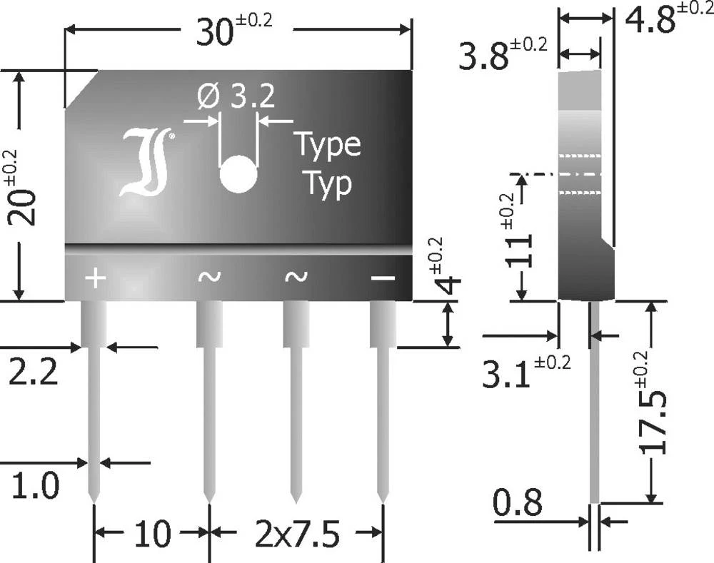 Mosni ispravljač TRU Components TC-GBI25K SIL-4 800 V 25 A jednofazni slika