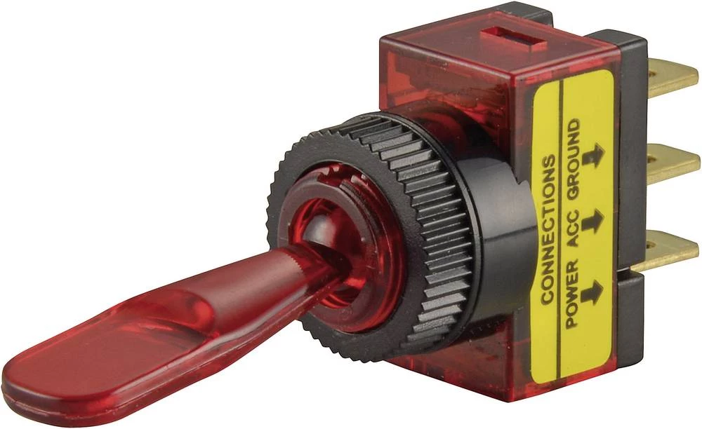 Automobilski prevjesni prekidač 12 V/DC 20 A 1 x isklop/uklop bez povrata TRU Components TC-R13-61B ILLUMINATED RED 1 kom. slika