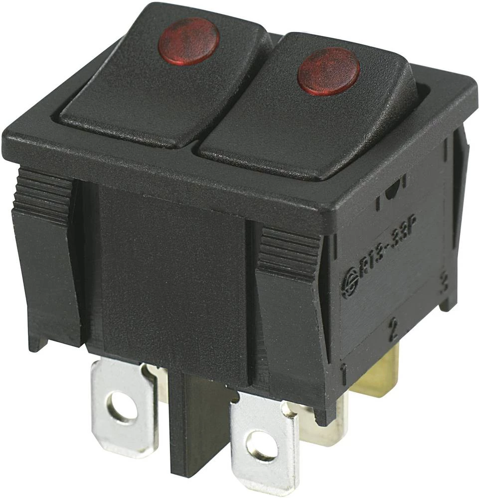 Klecni prekidač 250 V/AC 10 A 2 x isklop/uklop TRU Components TC-R13-33PB2-02 bez povrata 1 kom. slika