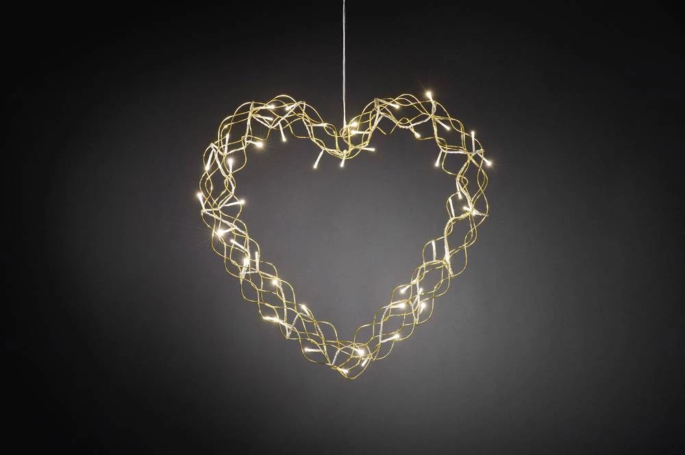 LED dekoracija za prozore u obliku srca, toplo bijelo svjetlo, Konstsmide 2893-803, zlatna slika