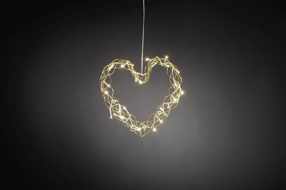 LED božićna dekoracija - srce, toplo bijelo svjetlo Konstsmide 2892-803, zlatna slika