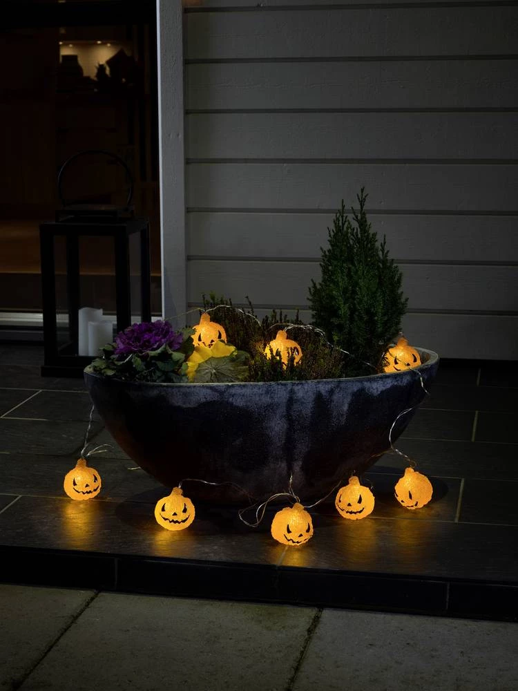 Svjetleći LED lanci u obliku tikve na baterije za unutarnju primjenu 16 LED, toplo bijelo svjetlo, dužina osvjetljenja: 7 m Konstsmide 6138-103 slika