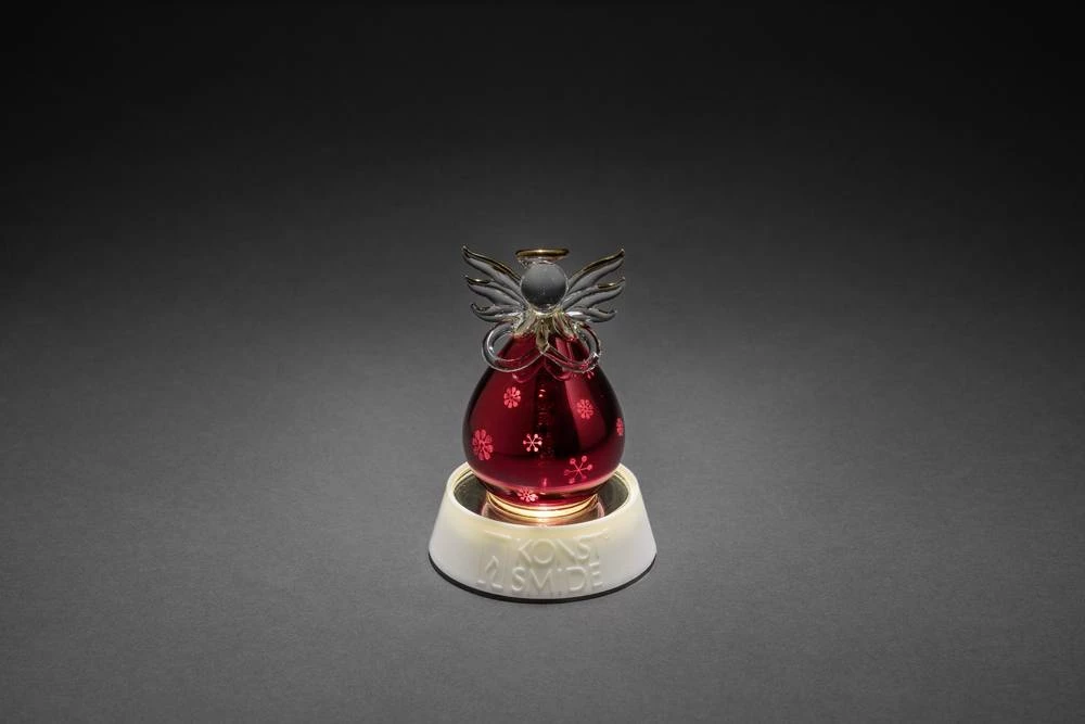 Akrilna figurina - anđeo sa brojačem, toplo bijelo LED svjetlo Konstsmide 3392-550, crvena slika