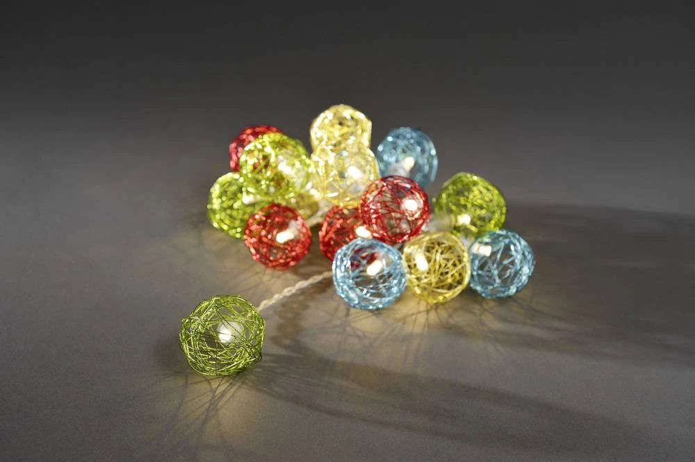 Svjetleći LED lanci sa kuglama na baterije za unutarnju primjenu 16 LED, toplo bijelo svjetlo, dužina osvjetljenja: 2.25 m Konstsmide 3176-503 slika