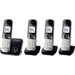 Analogni bežični telefon Panasonic KX-TG6824 Quattro automatska sekretarica, telefoniranje slobodnih ruku, crne boje, srebrne bo