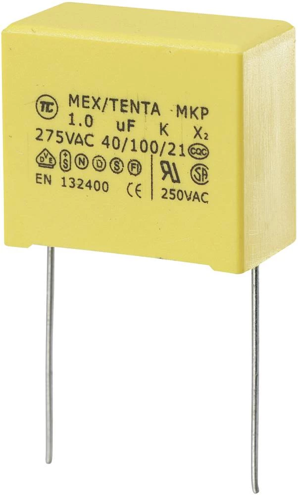 MKP-X2-radijski kondenzator za uklanjanje smetnji, radijalno ožičen 1 µF 275 V/AC 10 % 22.5 mm (D x Š  x V) 26.5 x 14 x 20 slika