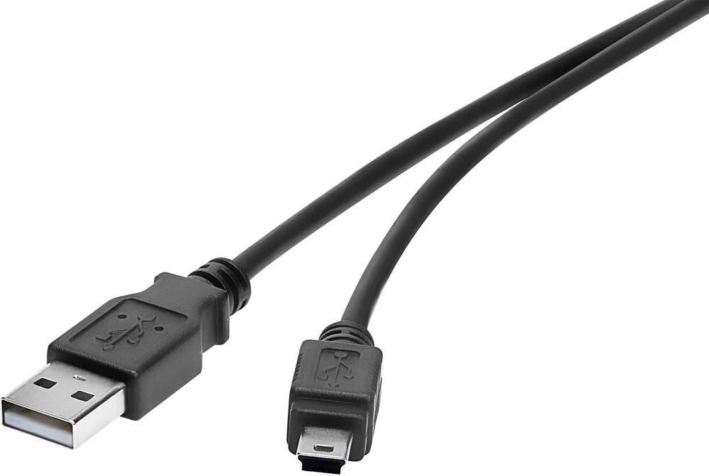 USB 2.0 priključni kabel [1x USB 2.0 utikač A - 1x USB 2.0 utikač mini-B] 3 m crni, pozlaćeni kontakti, s UL certifikatom Renkfo slika