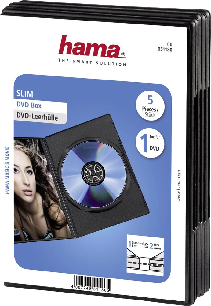 Kutija za DVD-e Slim Hama crna, 5 kom. slika
