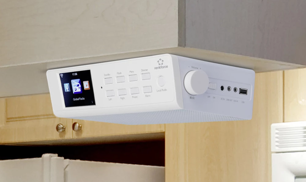 Internetski kuhinjski radio Renkforce RF-IR-KITCHEN1 USB, AUX zidna montaža, DLNA, bijeli slika