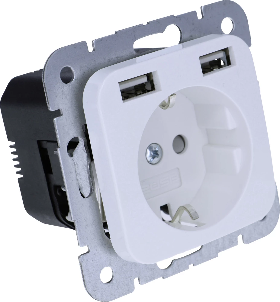 Podometna utičnica sa 2 USB-vrata i zaštitiom za djecu IP20, čiste bijele boje slika