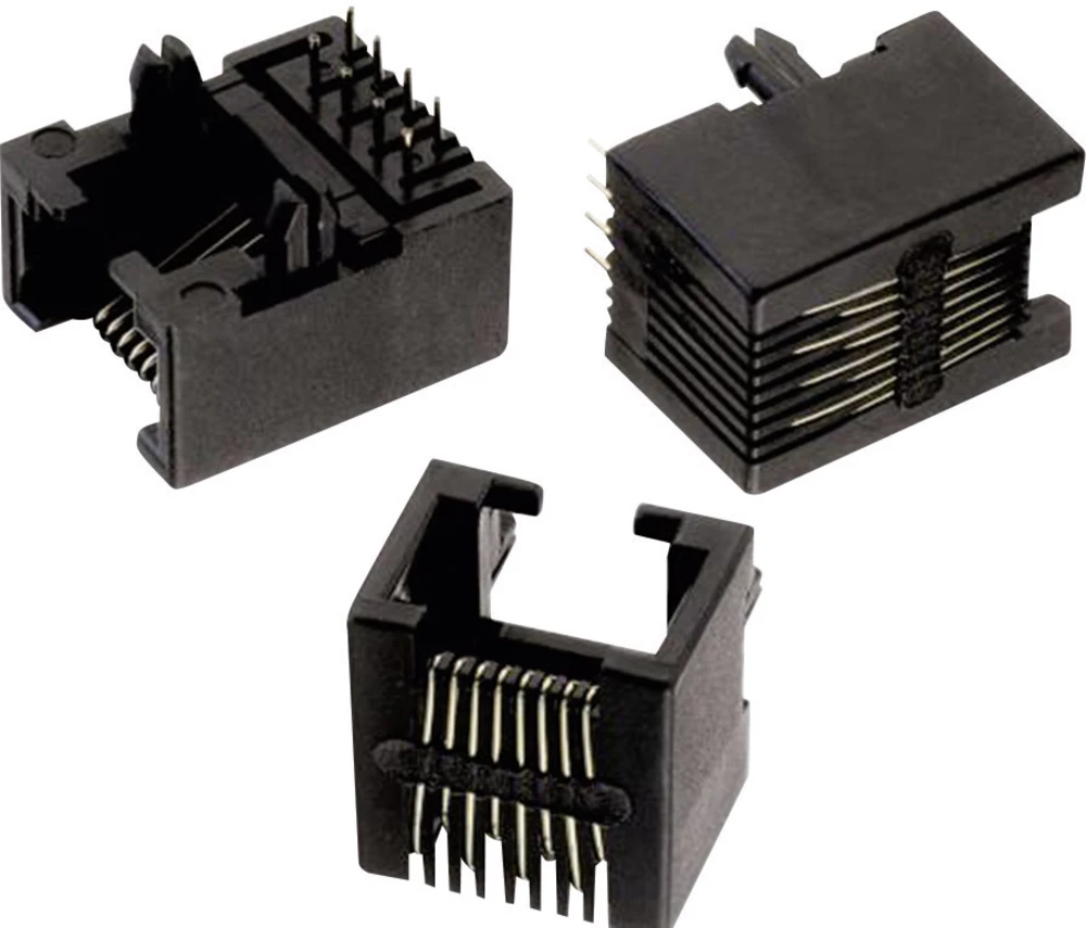 Modularni utikač Tab Down, nezaštićen THT 8P8C WR-MJ, horizontalna ugradnja, polovi: 8P8C, crni, Würth Elektronik 615008137121 1 slika