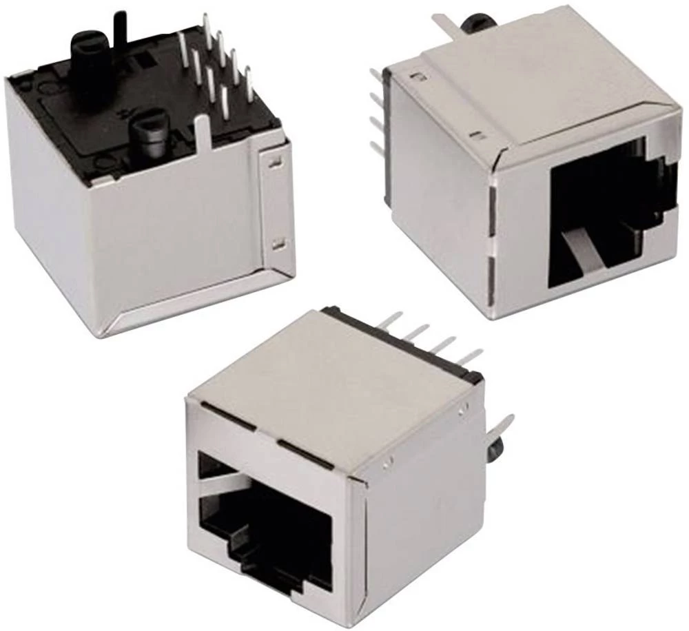 Modularni utikač, zaštićen 8P8C zadnji priključak WR-MJ, horizontalna ugradnja, polovi: 8P8C, crni, Würth Elektronik 61500814042 slika