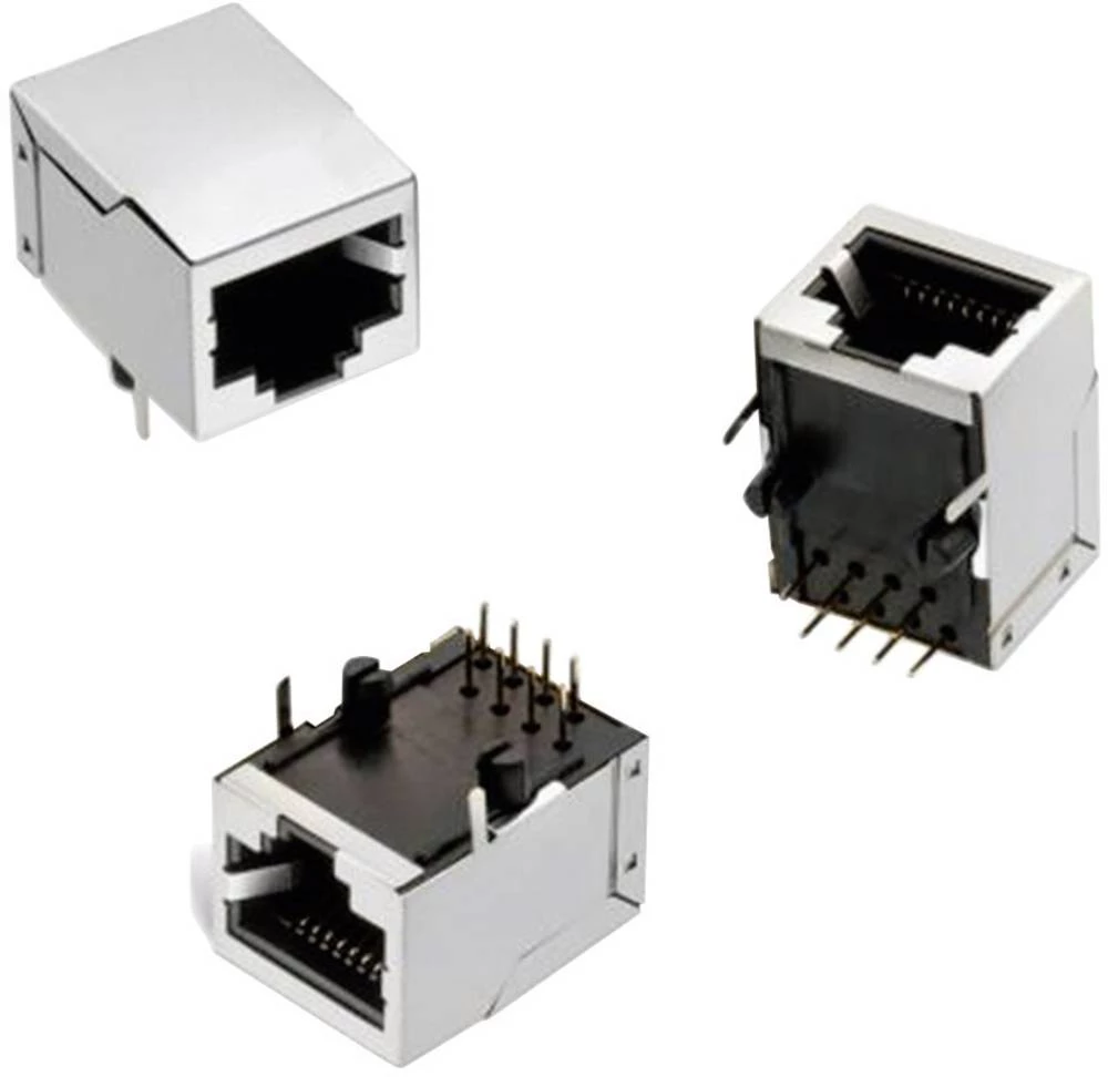 Modularni utikač Tab Down, s priključkom na prednji strani, 8P8C WR-MJ, horizontalna ugradnja, polovi: 8P8C, crni, Würth Elektro slika