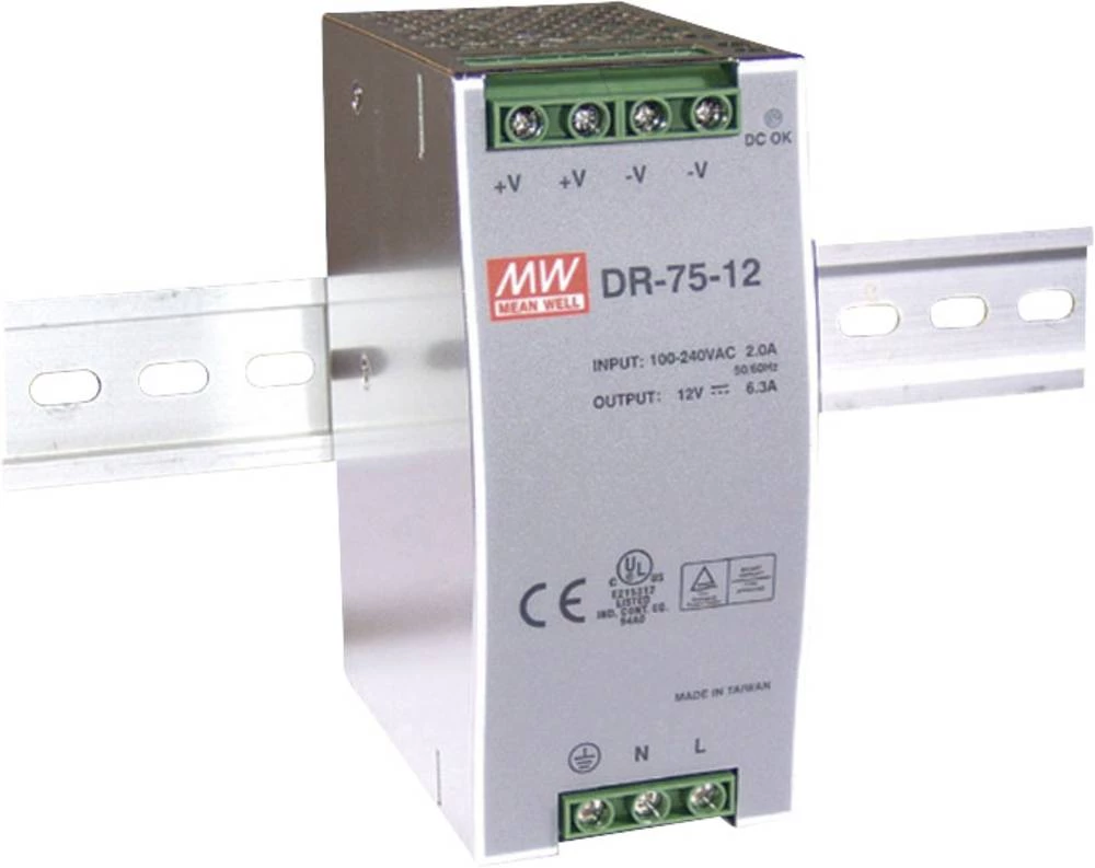 Napajač za profilne šine (DIN-letva) Mean Well DR-75-48 48 V/DC 1.6 A 76.8 W 1 x slika