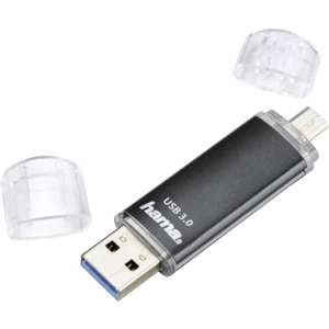 USB dodatna memorija za pametni telefon/tablet Laeta Twin Hama FlashPen 128 GB crna USB 3.0, Micro USB 2.0 slika