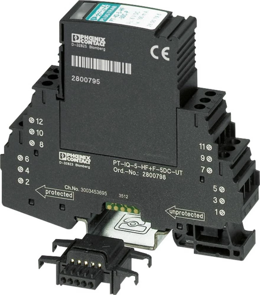 Prenaponska zaštita za razvodni ormar, zaštita od prenapona za: razvodni ormar Phoenix Contact PT-IQ-5-HF+F-5DC-UT 2800798 10 kA slika