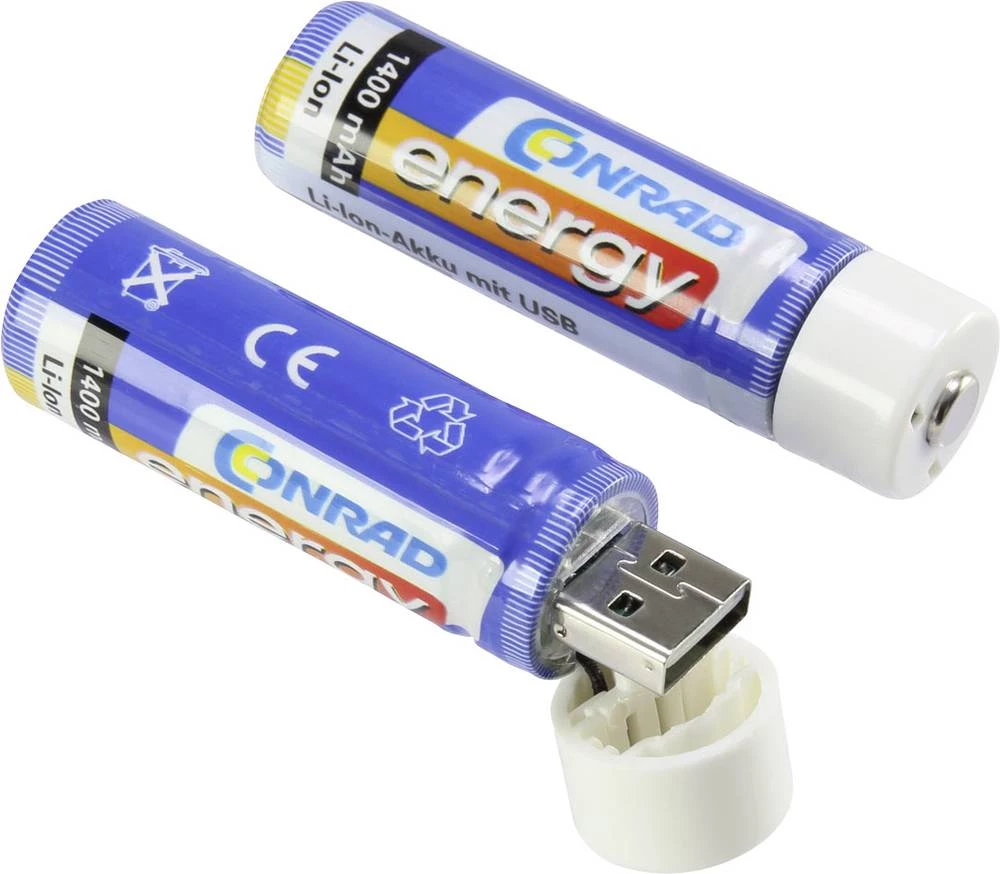Posebna baterija na punjenje 18650 Li-Ion Conrad energy 18650 USB 3.7 V 1400 mAh slika