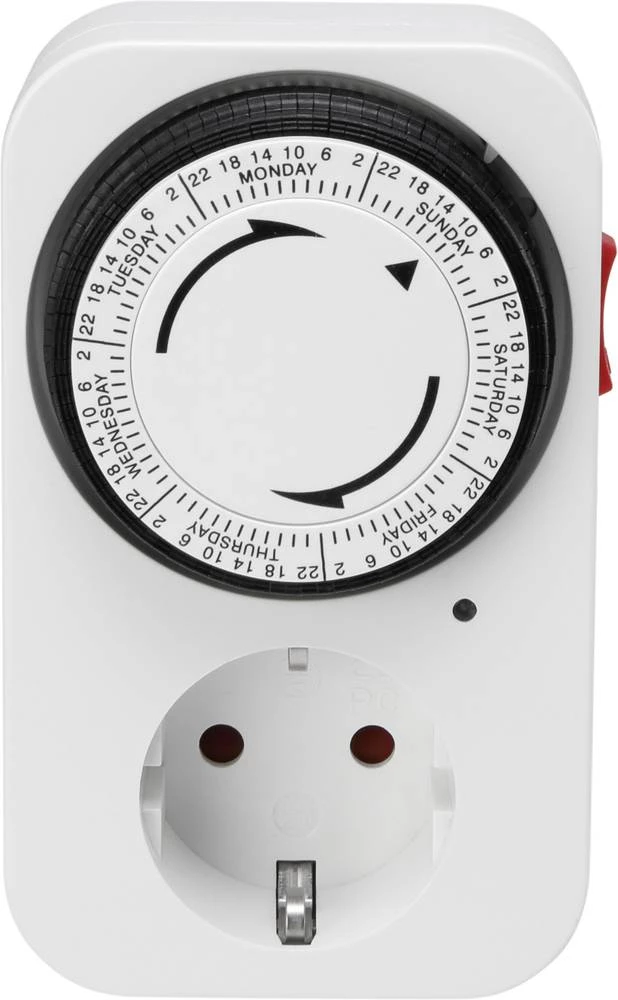 Uklopni sat s utičnicom Basetech analogni tjedni program 3680 W IP20 trajni pogon slika