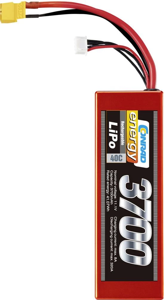 Baterijski paket za modele (LiPo) 11.1 V 3700 mAh broj ćelija: 3 40 C Conrad energy Hardcase XT90 slika