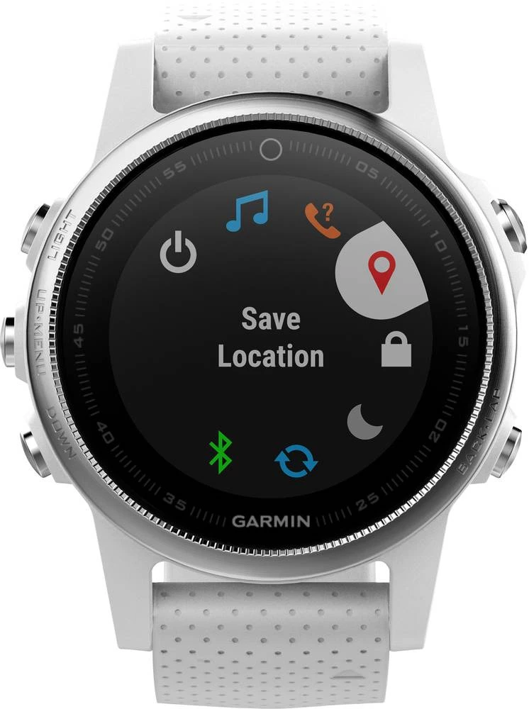 GPS sat za mjerenje pulsa s ugrađenim senzorom fenix 5S Garmin Bluetooth srebrna, bijela slika