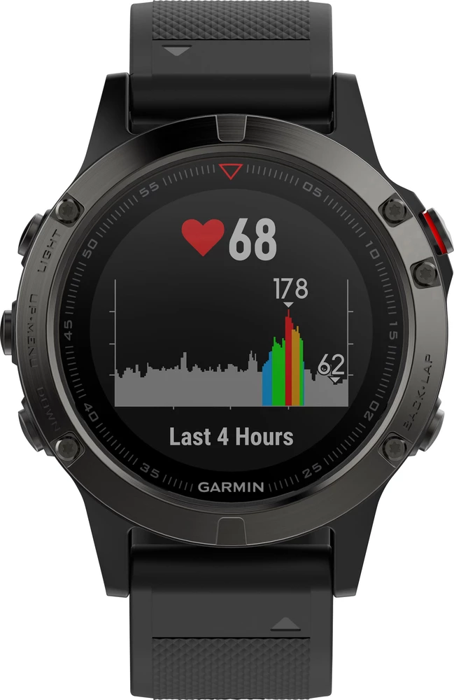 GPS sat za mjerenje pulsa s ugrađenim senzorom fenix 5 Garmin Bluetooth siva, crna slika