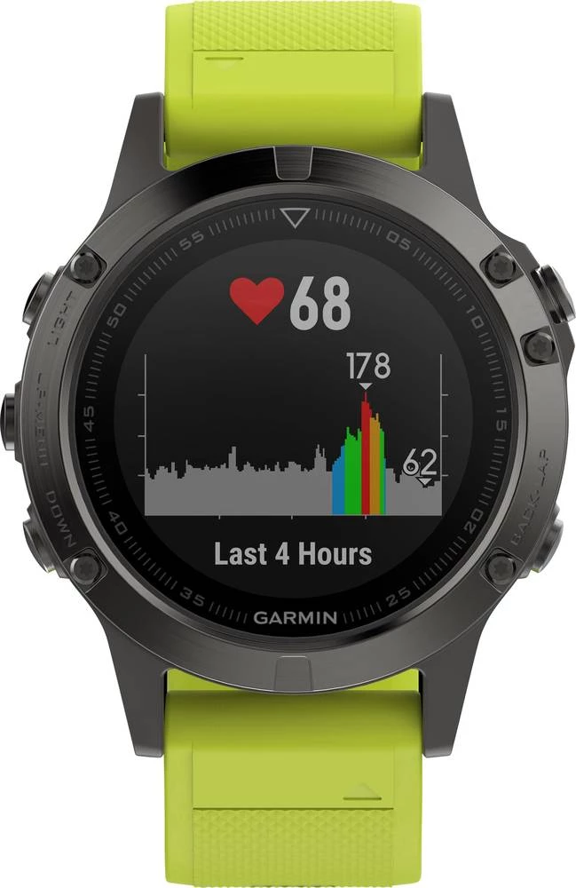 GPS sat za mjerenje pulsa s ugrađenim senzorom fenix 5 Garmin Bluetooth siva, Gelb slika