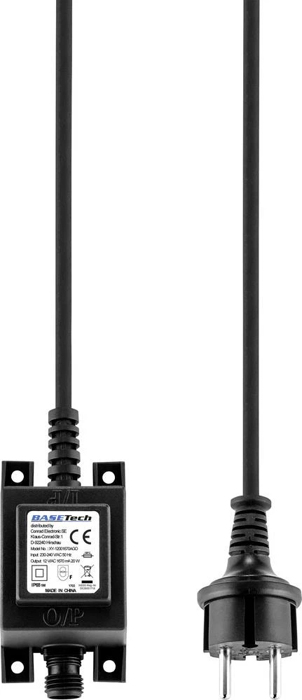 Halogen transformator Basetech 12 V/AC 20 W (maks) za vansku primjenu slika