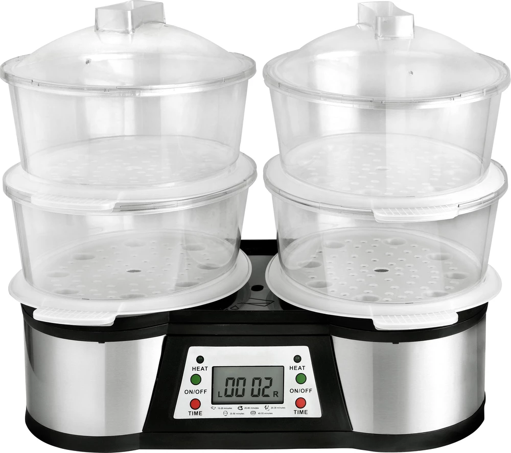 Parno kuhalo TKG DG 1001 KTO TKG Team Kalorik, 2 odvojena regulatora temperature, s ekranom, plemeniti čelik slika