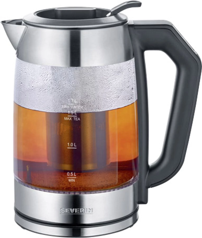 Bežično kuhalo za vodu WK 3477 Severin staklo, plemeniti čelik (brušeni), crna slika