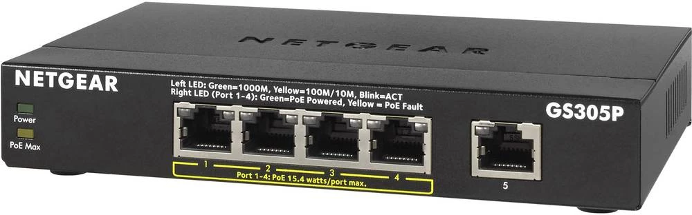 Mrežni preklopnik RJ45 Netgear GS305P-100PES 5-portni 1 Gbit/s PoE funkcija slika