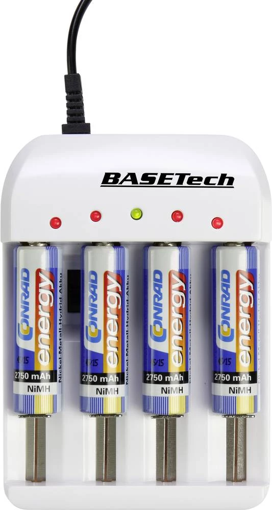 Basetech BTL-4.1 punjač za cilindrične baterije NiCd, NiMH, NiZn, Lilon, LiFePO Micro (AAA), Mignon (AA), Baby (C), 18650 slika