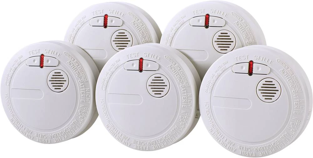 Detektor dima 5djelni set uklj. Baterije s trajanjem od 10 godina, Renkforce, baterijski pogon slika