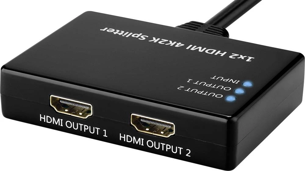 2 Port HDMI-razdjelnik Basetech Ultra HD-kompatibilan crni slika