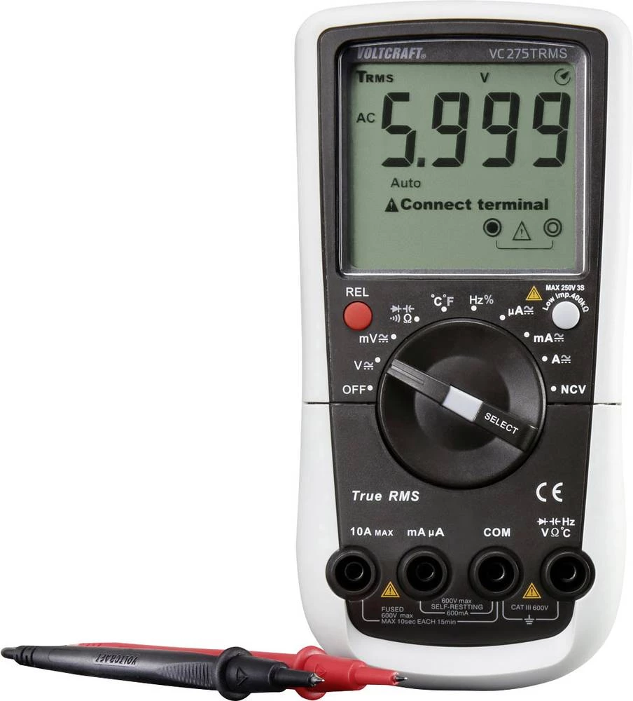 Ručni multimetar, digitalni VOLTCRAFT VC275TRMS (ISO), kalibrirano prema: ISO zaštitni prekidač CAT III 600 V broj znakova na za slika