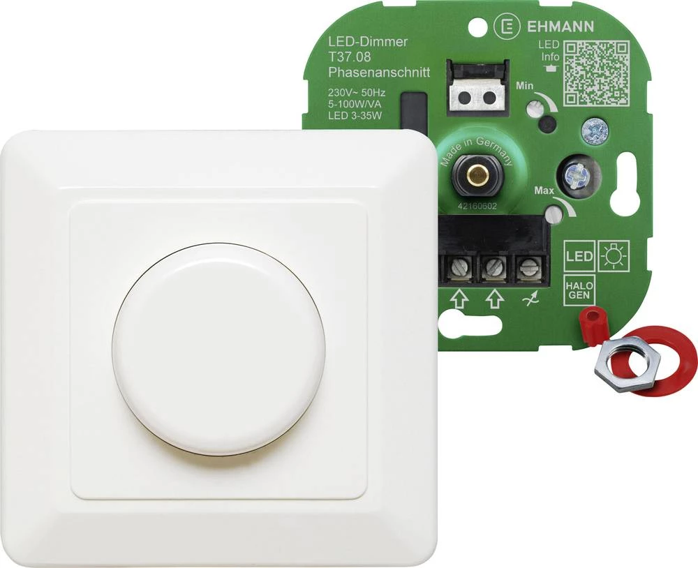 Podžbukni prigušivač svjetla, pogodan za: LED žarulje, klasične žarulje, halogene žarulje, bijele boje Ehmann 3760c0800 slika