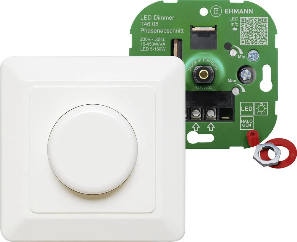 Podžbukni prigušivač svjetla, pogodan za: LED žarulje, klasične žarulje, halogene žarulje, bijele boje Ehmann 4660c0800 slika