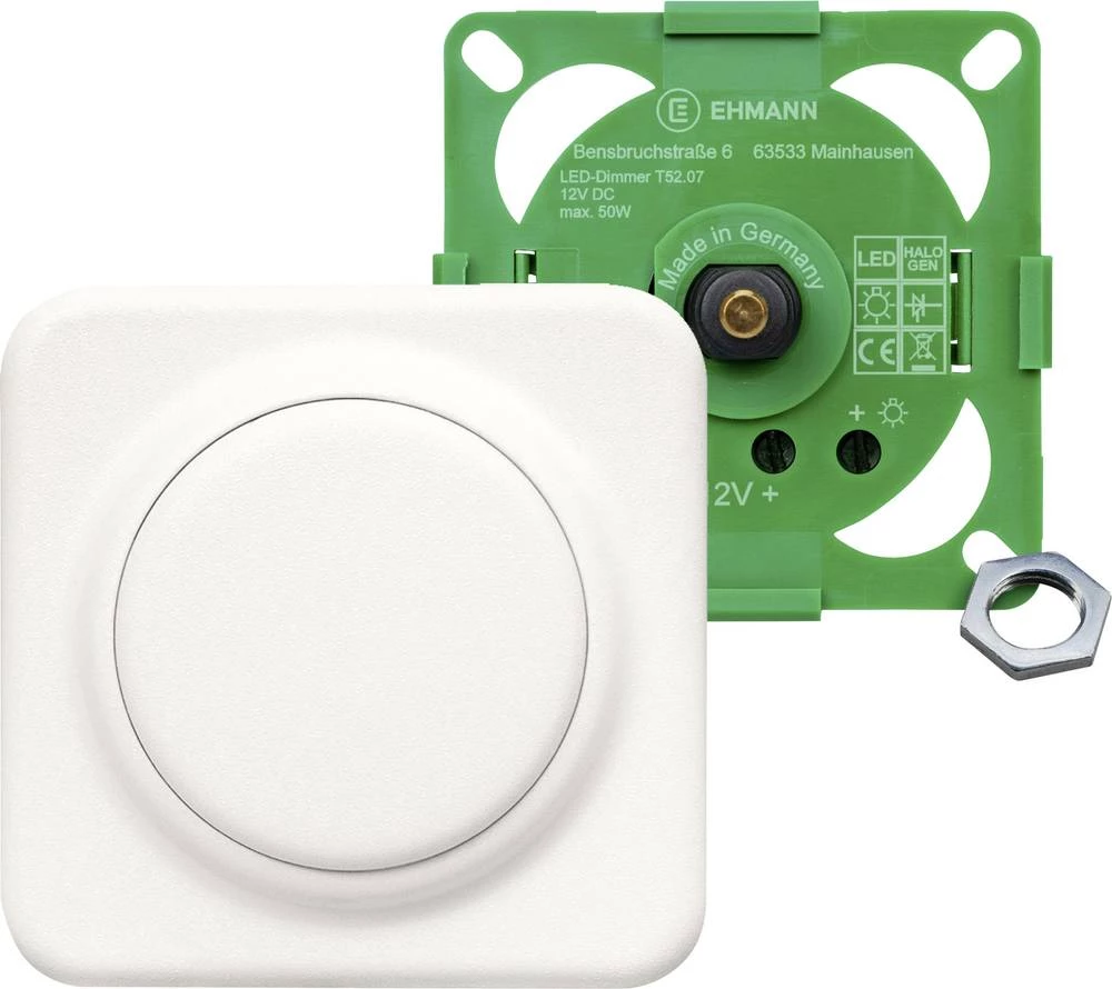 Prigušivač svjetla za ugradnju u namještaj, pogodan za: LED žarulje, LED trake, klasične žarulje, halogene žarulje, bijele boje slika