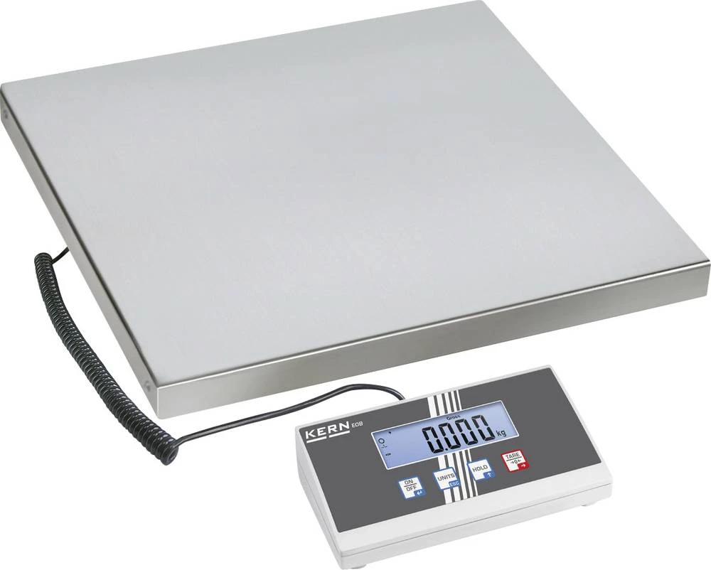 Vaga s platformom Kern područje mjerenja (maks.) 150 kg očitljivost 50 g napajanje na baterije, strujno napajanje, višebojna slika